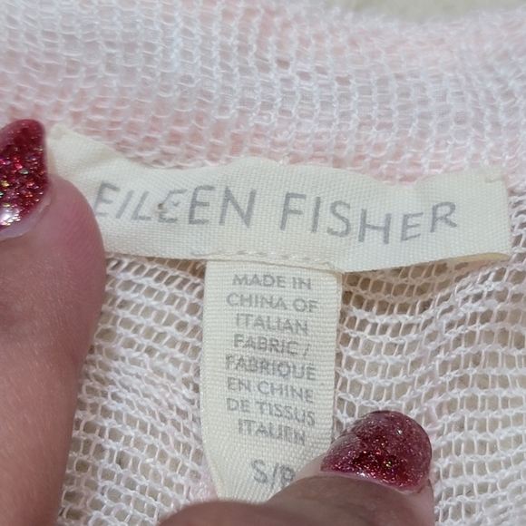 Eileen Fisher Organic Linen Fishnet Tunic size S/M Light Pink - Picture 9 of 11